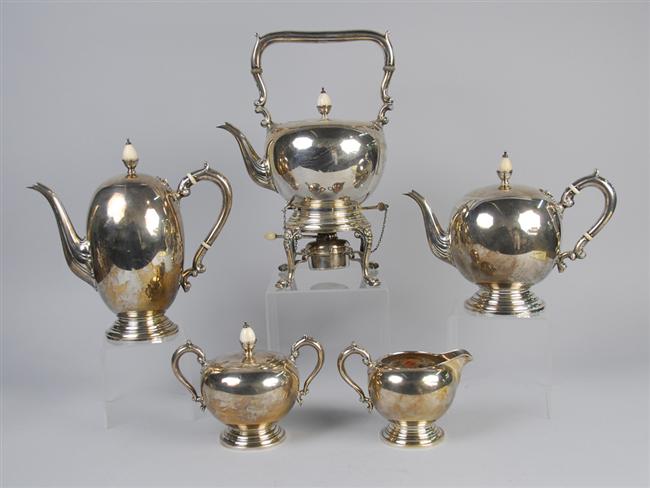 Appraisal: AMERICAN SILVER FIVE PIECE TEA AND COFFEE SERVICE Tuttle maker