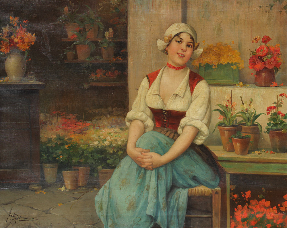 Appraisal: SUSS Josef Johann Austrian - Young Dutch Beauty - Flower