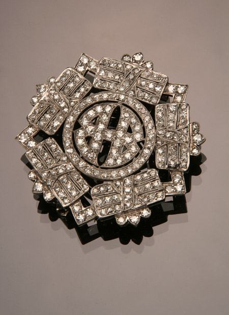 Appraisal: Art Deco Platinum and Diamond Monogrammed Brooch Circa Set with