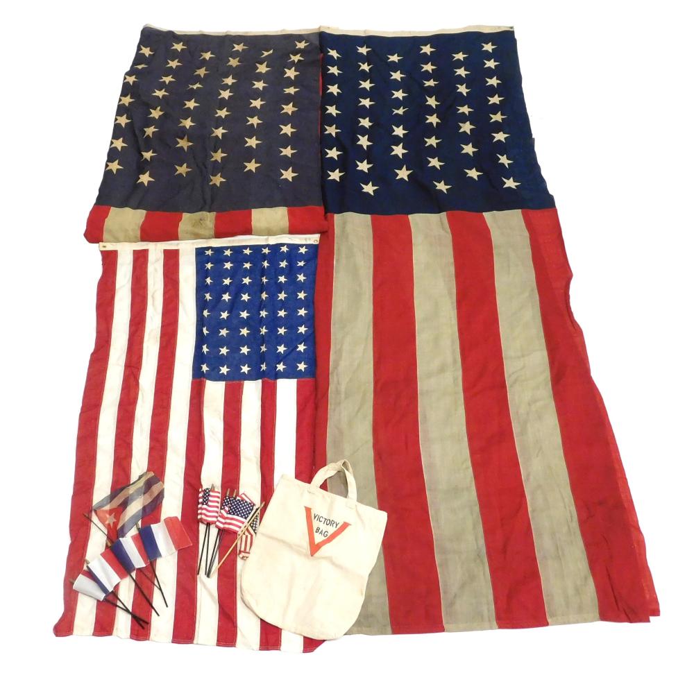 Appraisal: Vintage Flags Ten flags and a canvas bag including three