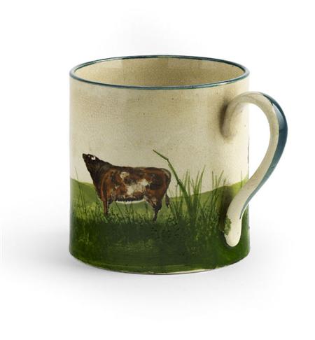 Appraisal: WEMYSS SMALL MUG EARLY TH CENTURY decorated with a bull