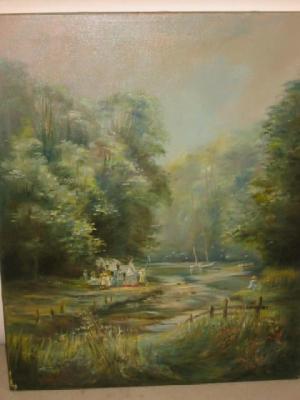 Appraisal: TED DYER A Riverside Picnic signed x unframed