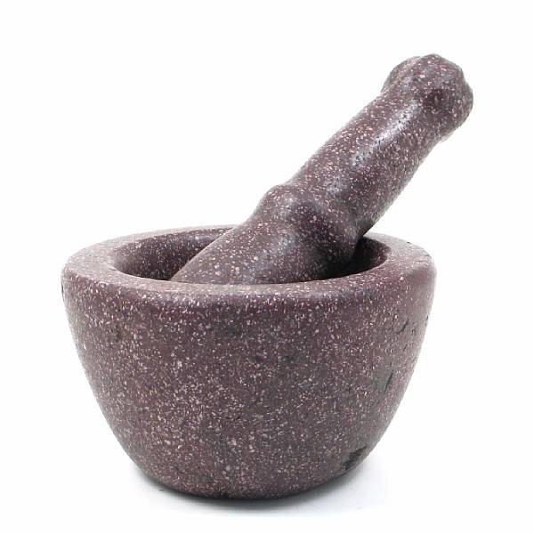 Appraisal: A red marble mortar and pestle diameter of mortar in