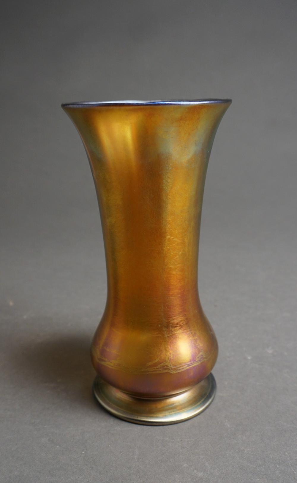 Appraisal: Nash Gold Iridescent Glass Vase H in cm