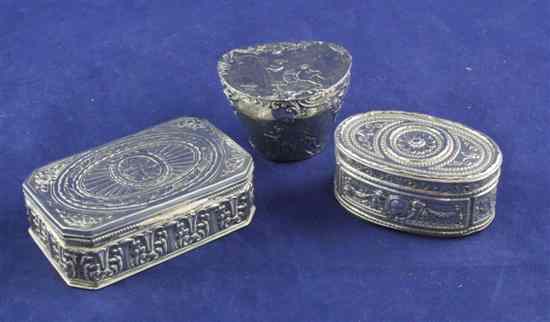 Appraisal: An early th century Hanau silver oval snuff box with