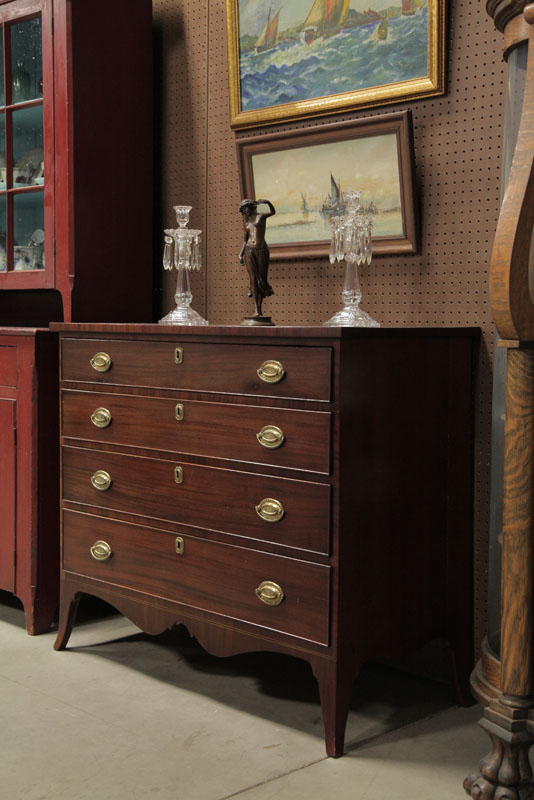 Appraisal: HEPPLEWHITE STYLE CHEST OF DRAWERS Walnut having four graduated dovetailed