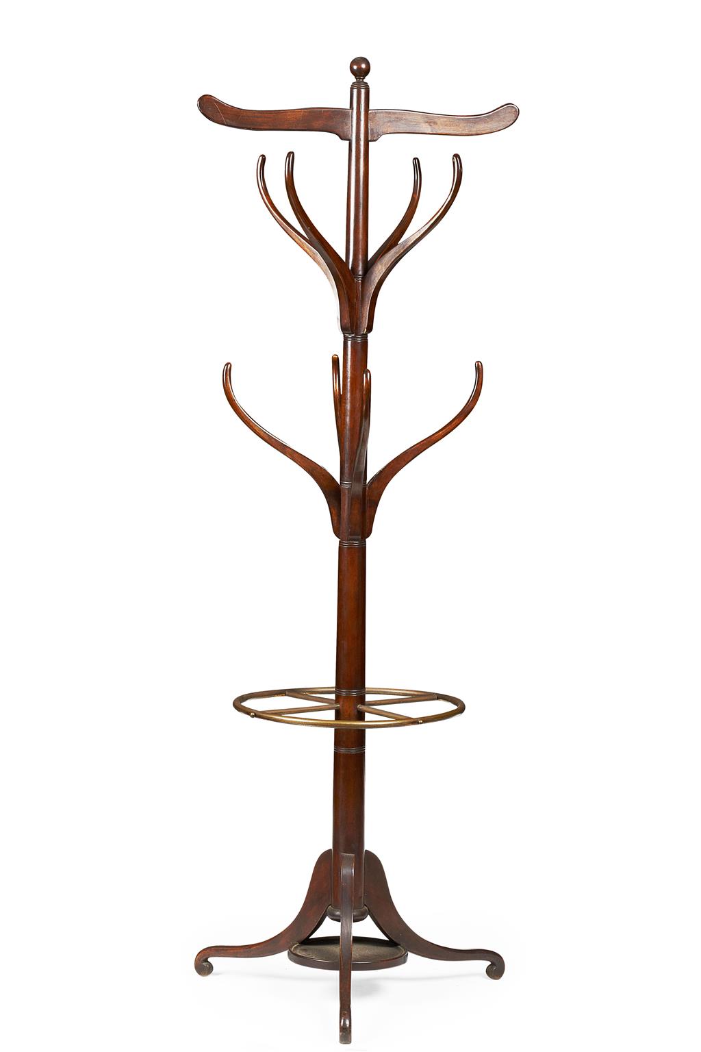 Appraisal: VICTORIAN MAHOGANY BRASS COAT STAND TH CENTURY the central column