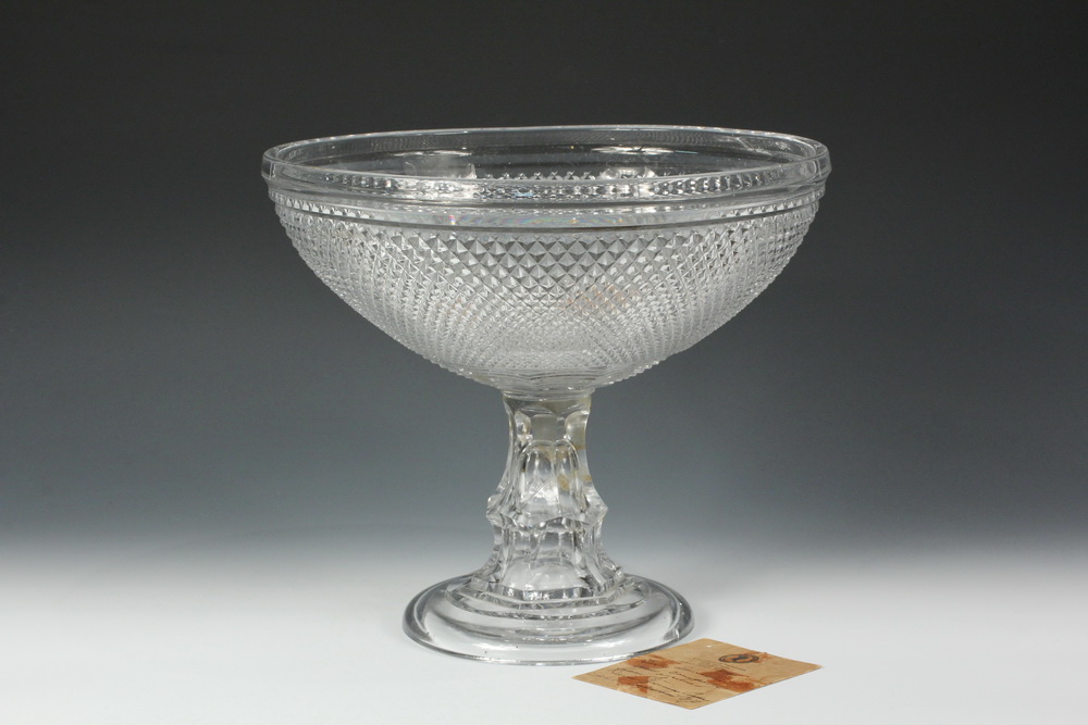 Appraisal: PRESSED GLASS COMPOTE WITH LITERARY PROVENANCE - th c Two-Part