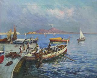 Appraisal: Painting Giovanni Scognamiglio Giovanni Scognamiglio Italian th century Vesuvius Naples