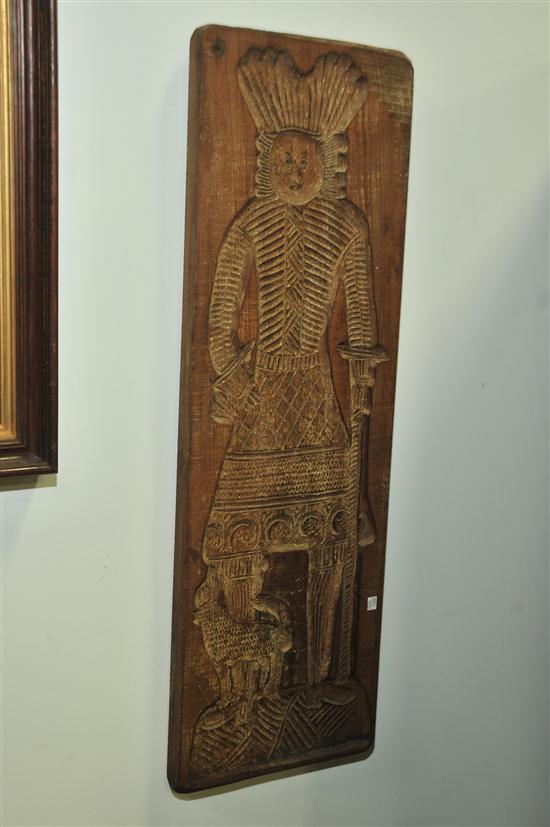 Appraisal: CARVED SPRINGERLE COOKIE BOARD Probably early th century chestnut Figure