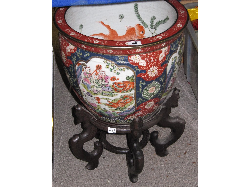 Appraisal: Large oriental planter jardiniere with plinth