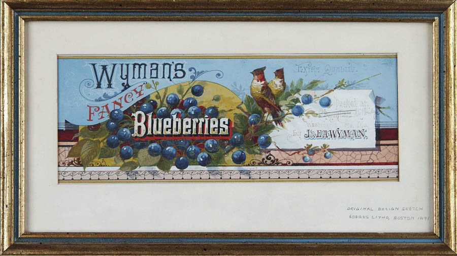 Appraisal: OUTSTANDING ORIGINAL DESIGN SKETCH FOR THE WYMAN S FANCY BLUEBERRIES