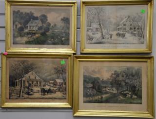 Appraisal: Group of five Currier Ives to include The Old Farmhouse