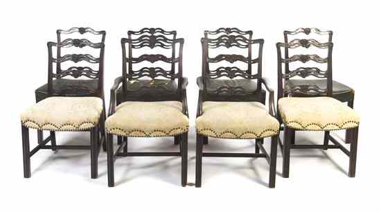 Appraisal: A Set of Eight Chippendale Style Ladder Back Dining Chairs