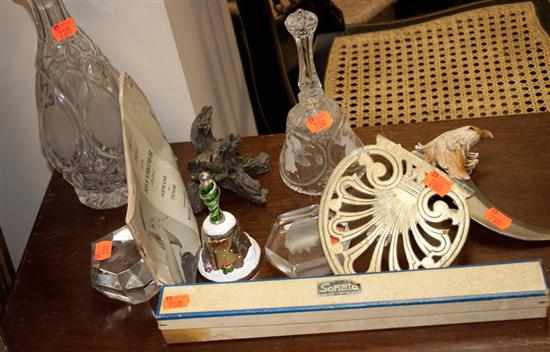 Appraisal: Eagle talon knife assorted glass decanters and paperweights and a