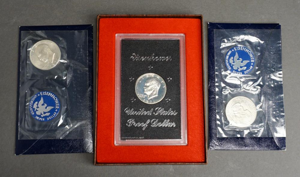 Appraisal: THREE EISENHOWER UNCIRCULATED PROOF SILVER DOLLARSThree Eisenhower Uncirculated Proof Silver