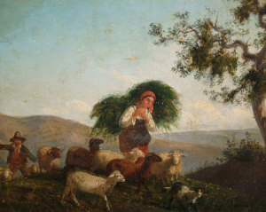 Appraisal: Follower of Filippo Palizzi - - The shepherdess oil on