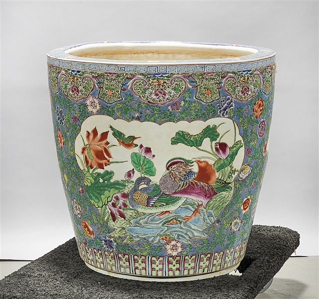 Appraisal: Chinese enameled porcelain jardiniere with phoenix ducks and other birds