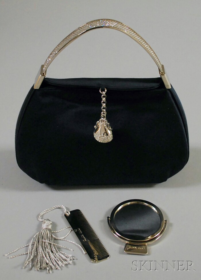 Appraisal: Judith Leiber Navy Blue Satin and Rhinestone Purse labeled in