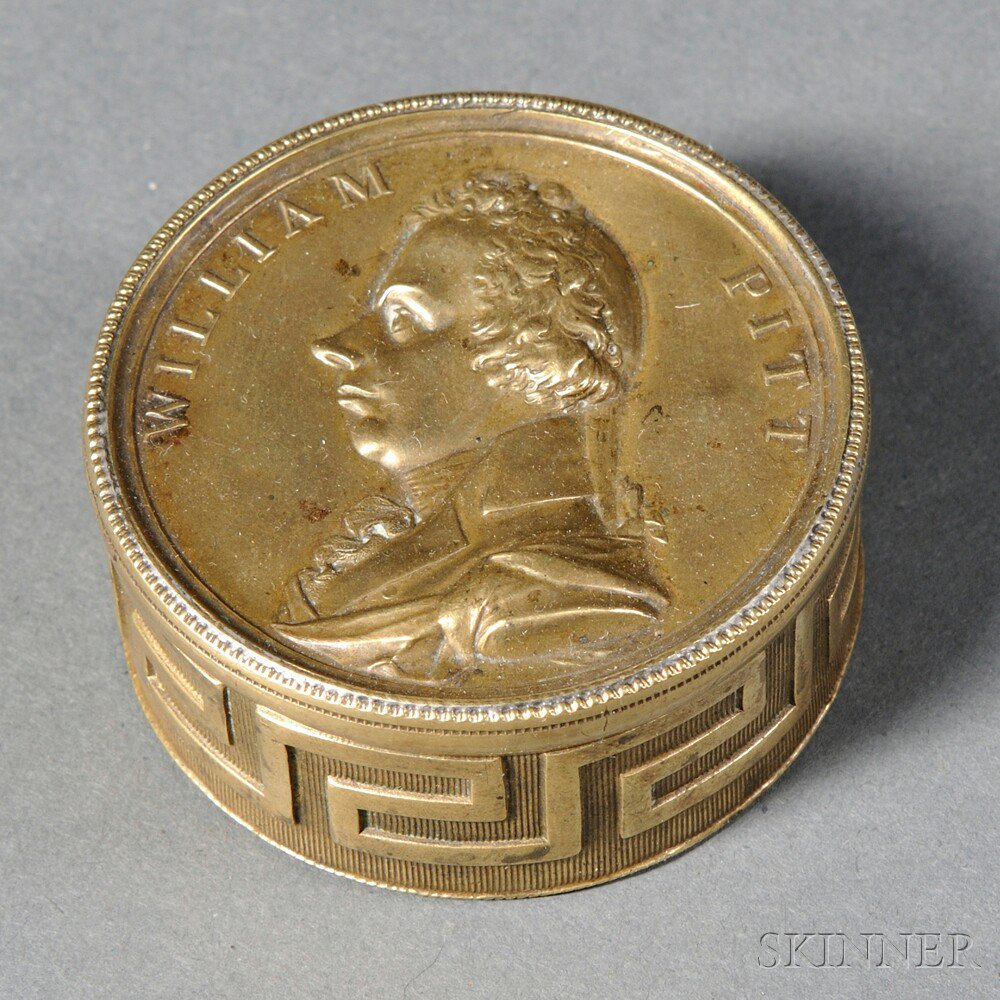 Appraisal: Embossed Brass Snuff Box Depicting William Pitt the Younger probably