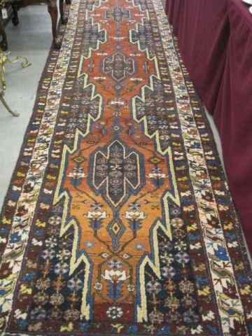 Appraisal: Hamadan Persian Handmade Runner overall geometric medallion with flowers around