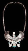 Appraisal: Sterling Egyptian Style Silver Collar A sterling silver collar of