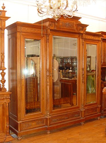 Appraisal: PALATIAL FT TALL FRENCH VICTORIAN TRIPLE FRONT ARMOIRE Triple doors