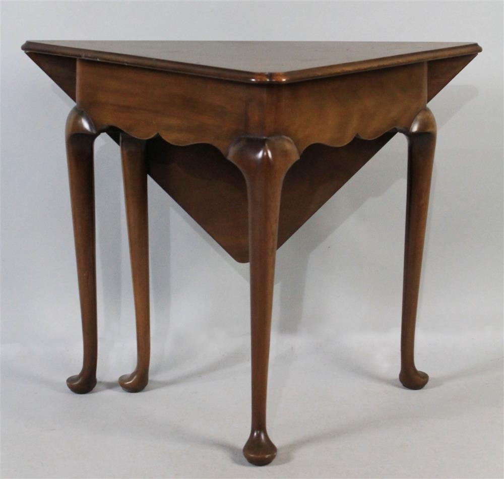 Appraisal: CW KITTINGER MAHOGANY HANDKERCHIEF TABLE mahogany Queen Anne style corner