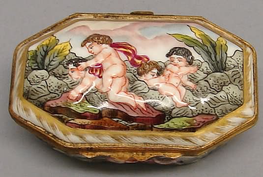 Appraisal: Six-sided putti playing among rocks w S