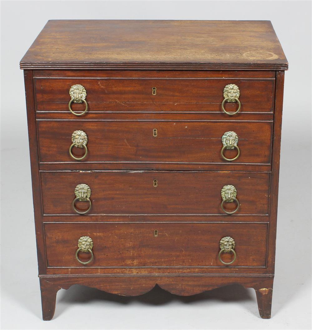 Appraisal: ENGLISH REGENCY MAHOGANY CHAMBER CHEST the rectangular hinged top opening