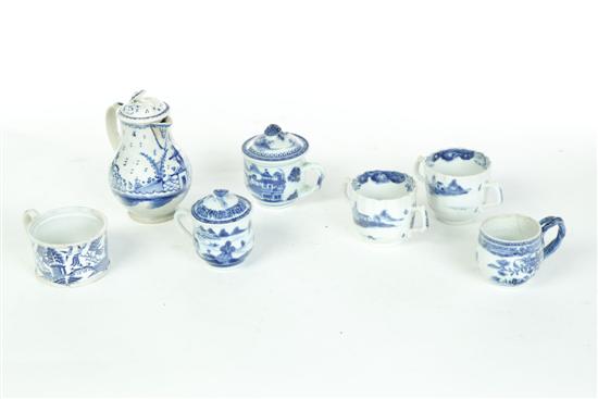 Appraisal: GROUP OF BLUE AND WHITE CERAMICS Nineteenth century Five hand