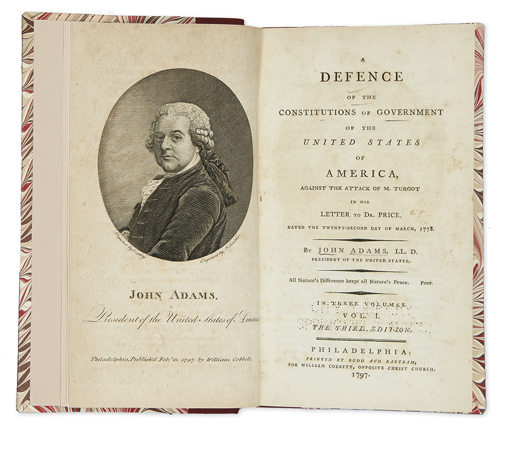 Appraisal: LAW Adams John A Defence of the Constitutions of Government