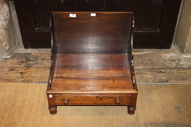 Appraisal: A CONVERTED ROSEWOOD AND MAHOGANY BOOK CARRIER with single drawer