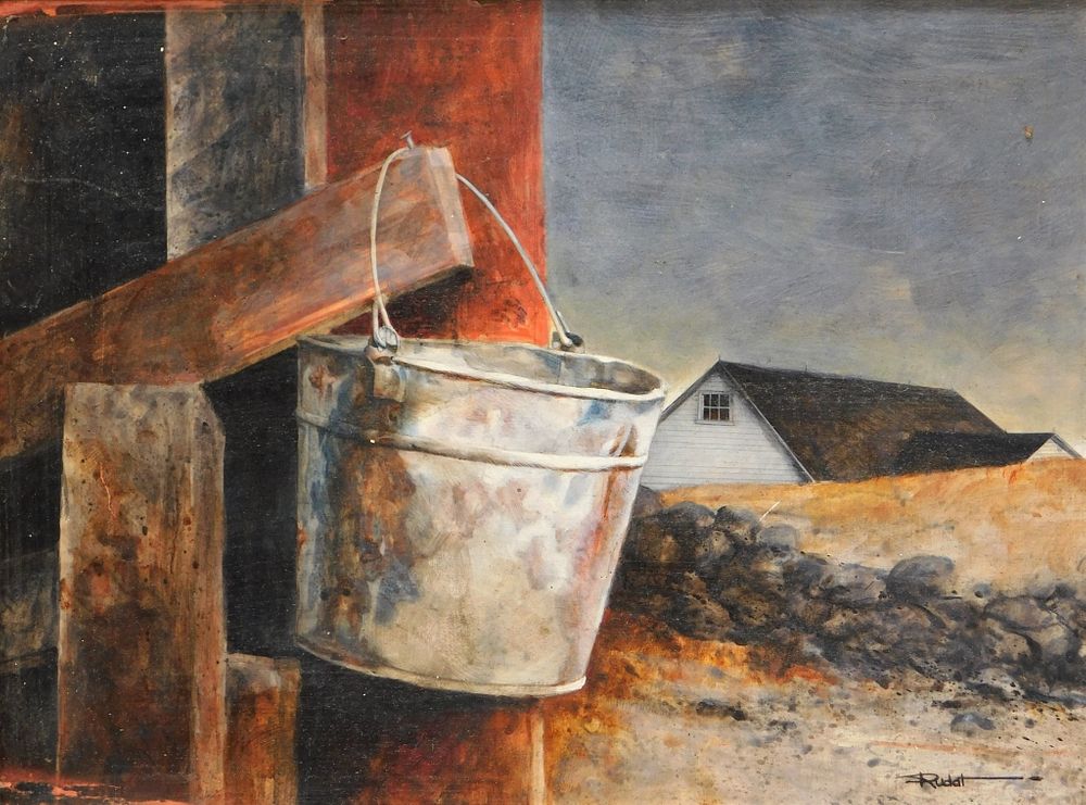 Appraisal: Ron Rudat Bucket Still Life Painting Ron Rudat Rhode Island