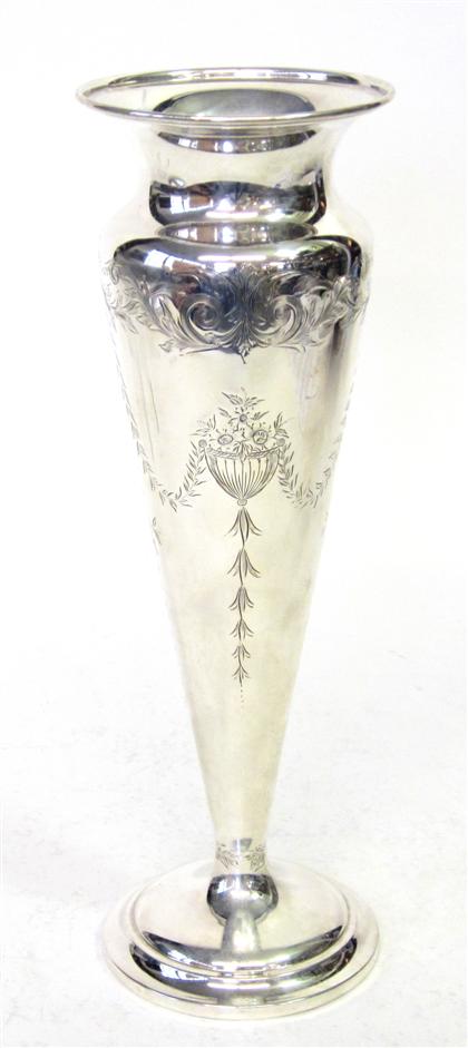 Appraisal: Sterling silver flower vase th century