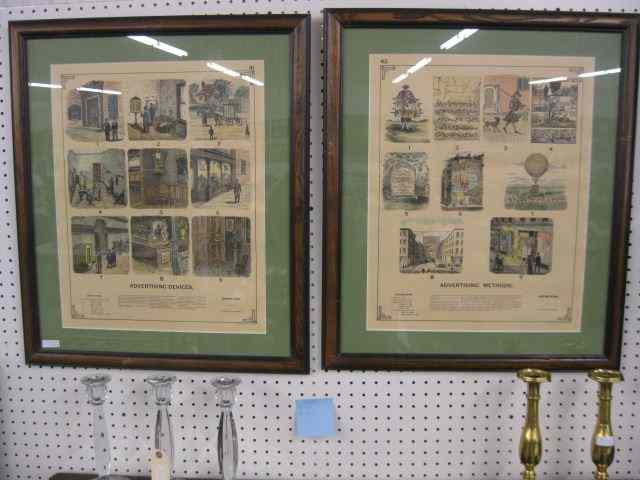 Appraisal: Pair of Lithographs Depicting Advertisingdevices methods '' x ''