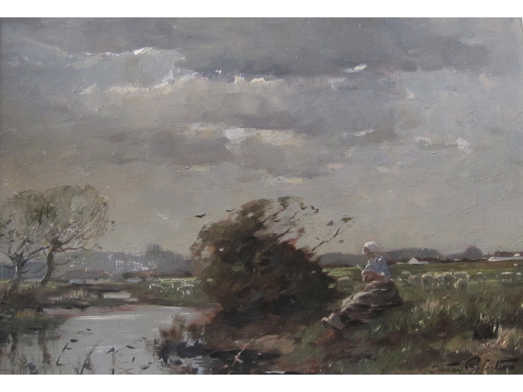 Appraisal: STRUAN ROBERTSON fl - Oil on panel landscape with a