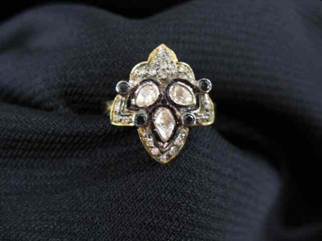 Appraisal: Diamond Ring early rose cut diamonds in mogul gold silver