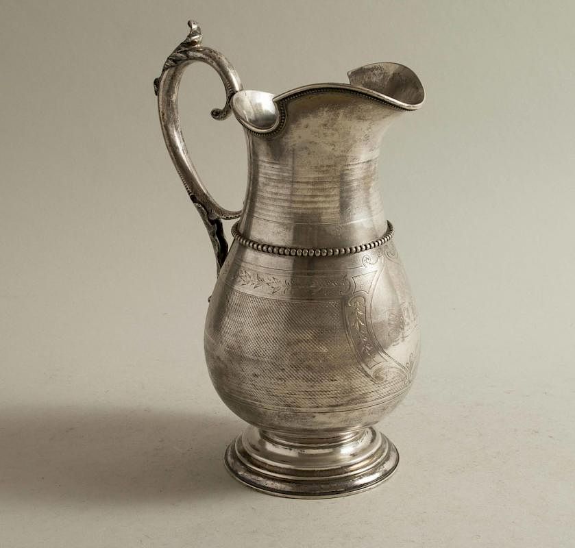 Appraisal: Silver Water Pitcher Koehler Ritter Silver monogrammed water pitcher Koehler