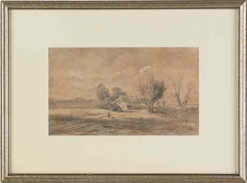 Appraisal: Watercolor landscape th c signed Paul Rosenwell x together with