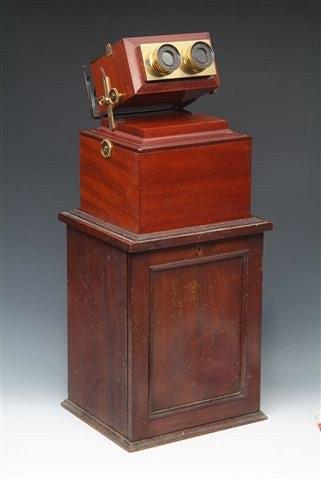 Appraisal: A VICTORIAN MAHOGANY STEREOSCOPIC TABLE TOP VIEWER with lenses by