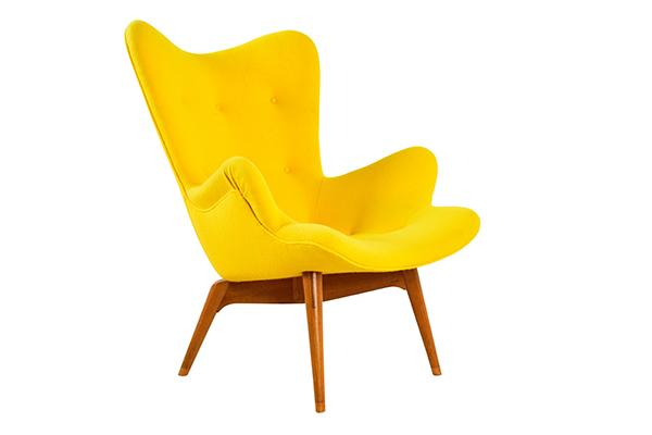 Appraisal: GRANT FEATHERSTON AUSTRALIAN R CHAIR c reupholstered in yellow wool