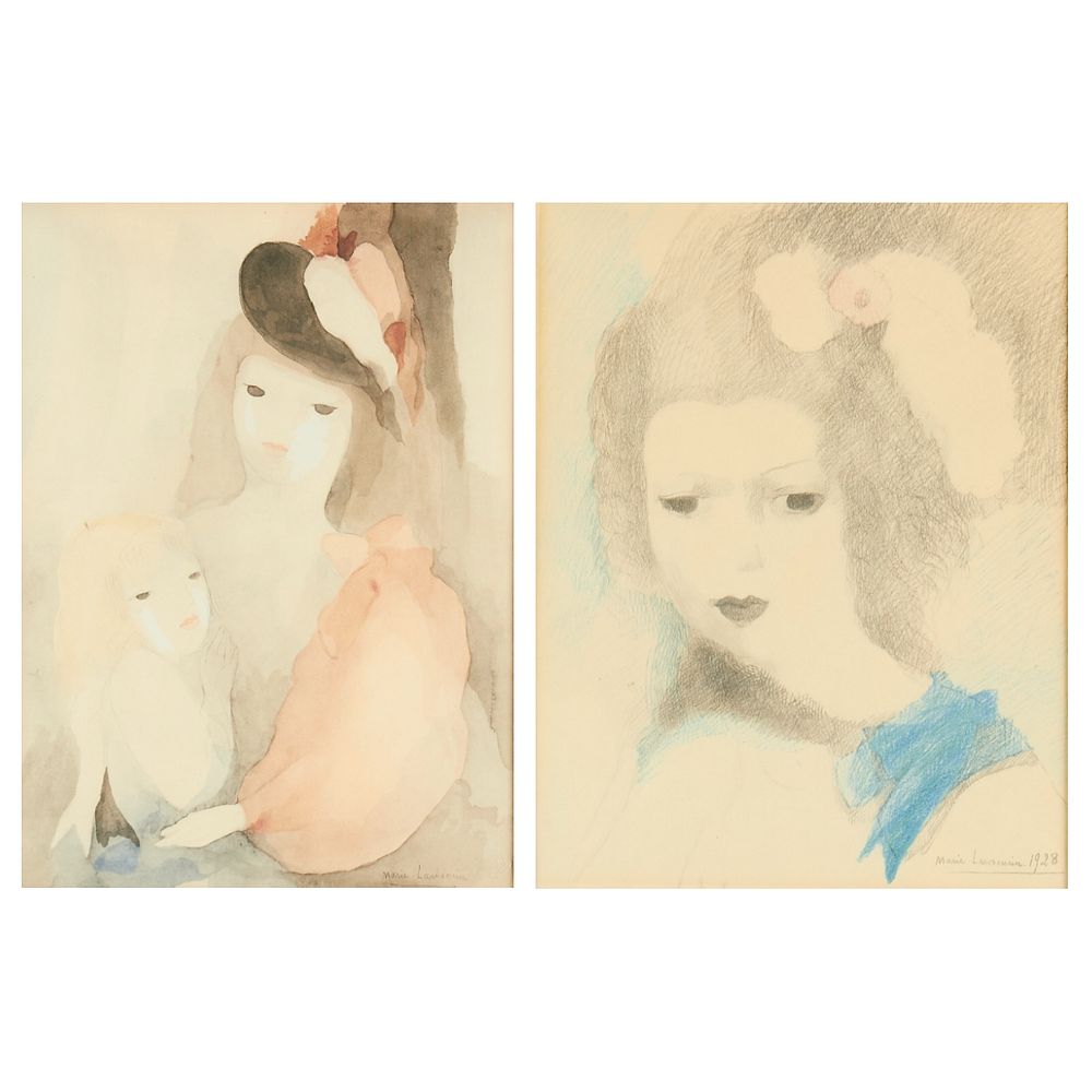 Appraisal: Pair of Marie Laurencin Portrait Lithographs Marie Laurencin French -