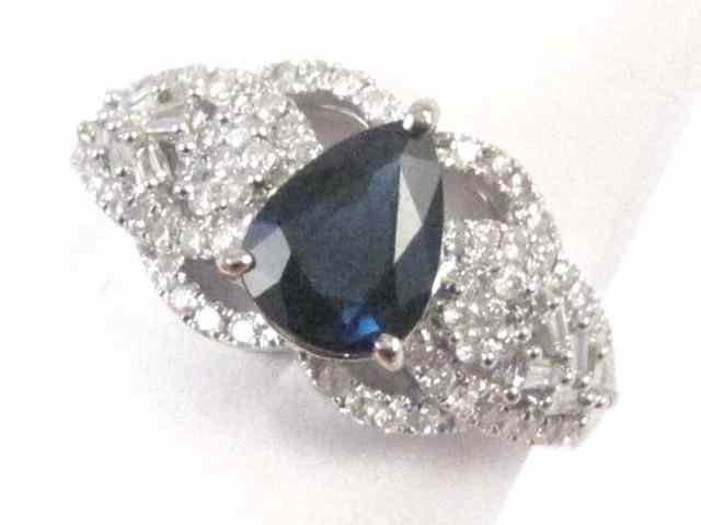 Appraisal: SAPPHIRE DIAMOND AND WHITE GOLD RING The k white gold