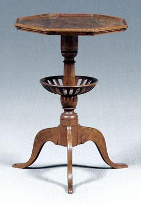 Appraisal: Rare American candle stand figured maple and birch with octagonal