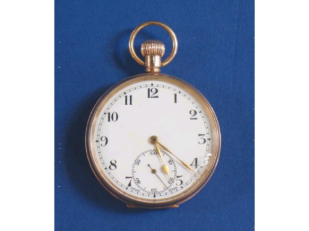 Appraisal: A CT GOLD OPEN FACED POCKET WATCH the white enamel