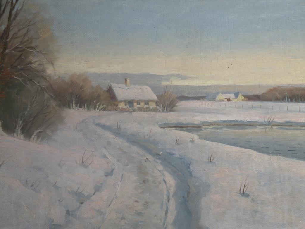 Appraisal: C Veilso Winter landscape oil on canvas signed cm x