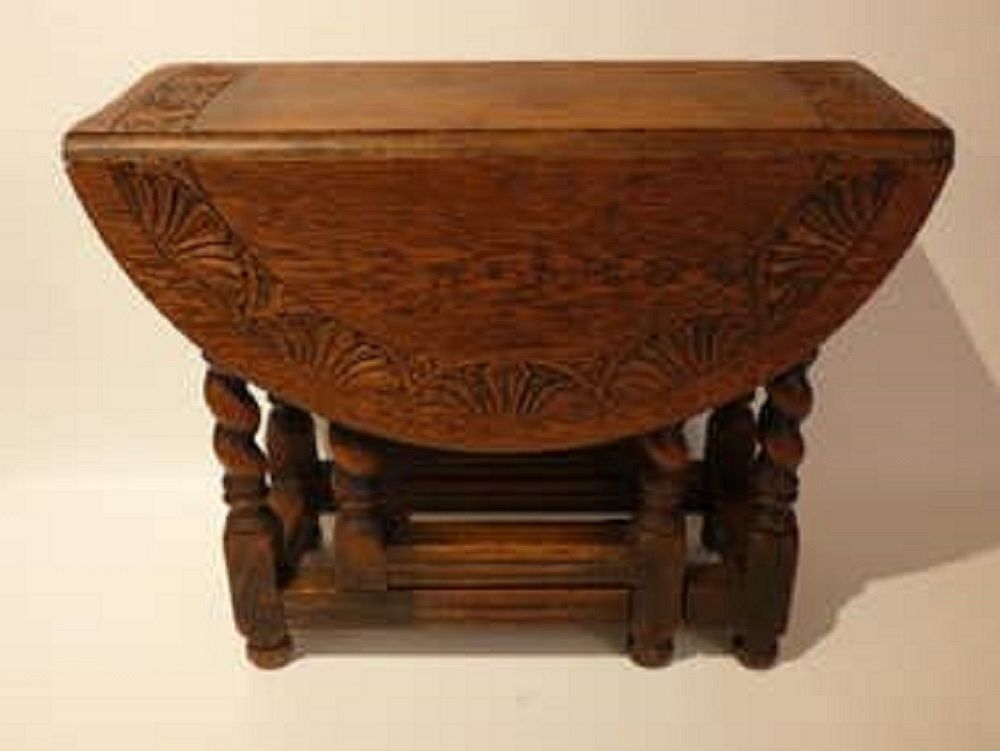 Appraisal: KITTINGER SMALL DROP LEAF TABLE Old solid oak diminutive drop