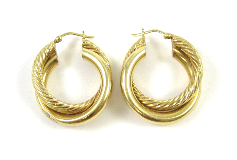 Appraisal: PAIR OF FOURTEEN KARAT GOLD HOOP EARRINGS each yellow gold