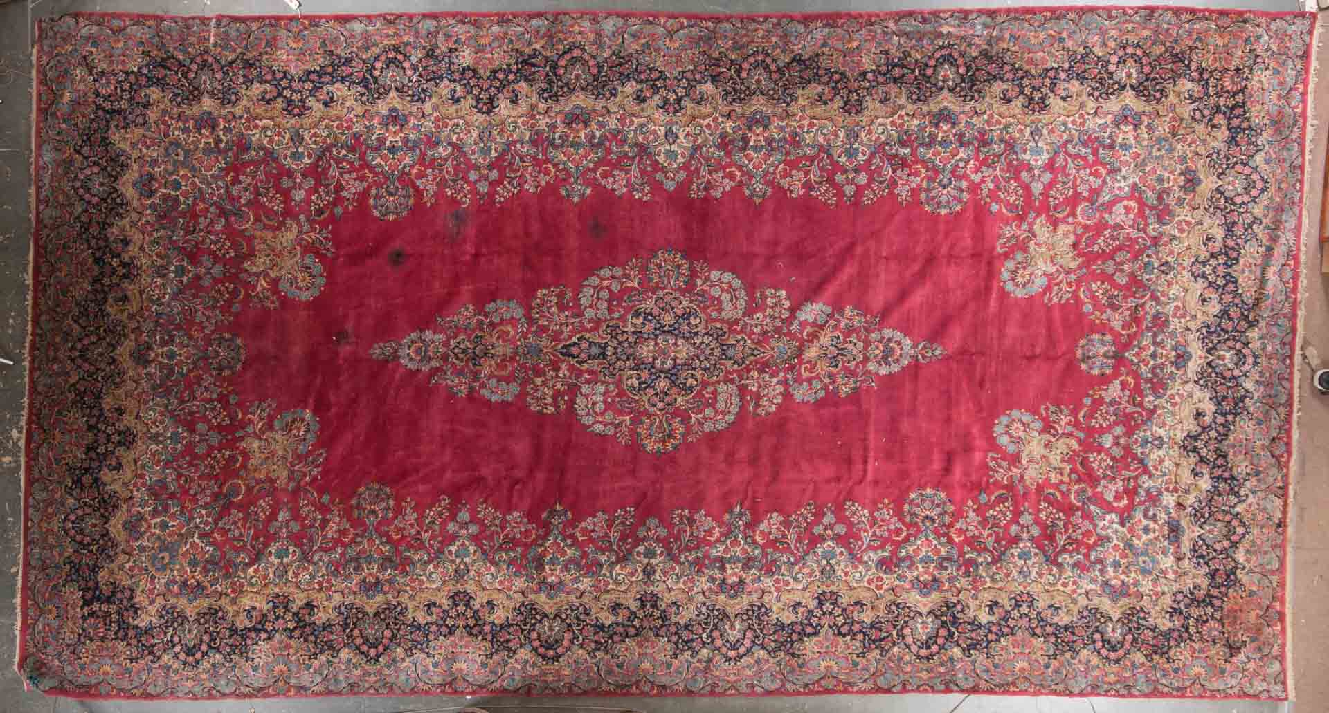 Appraisal: Antique Lavar Kerman carpet approx x Persia circa Condition Worn